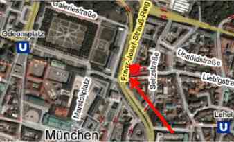 Dauermahnwache ver.di vor der Staatskanzlei (Clip via Google Maps) Lageplan