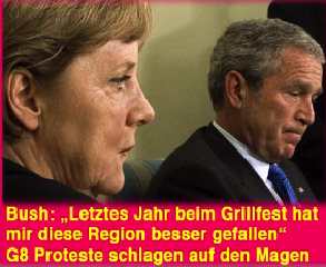 kommt es so in Heiligendamm? Merkel mies Bush